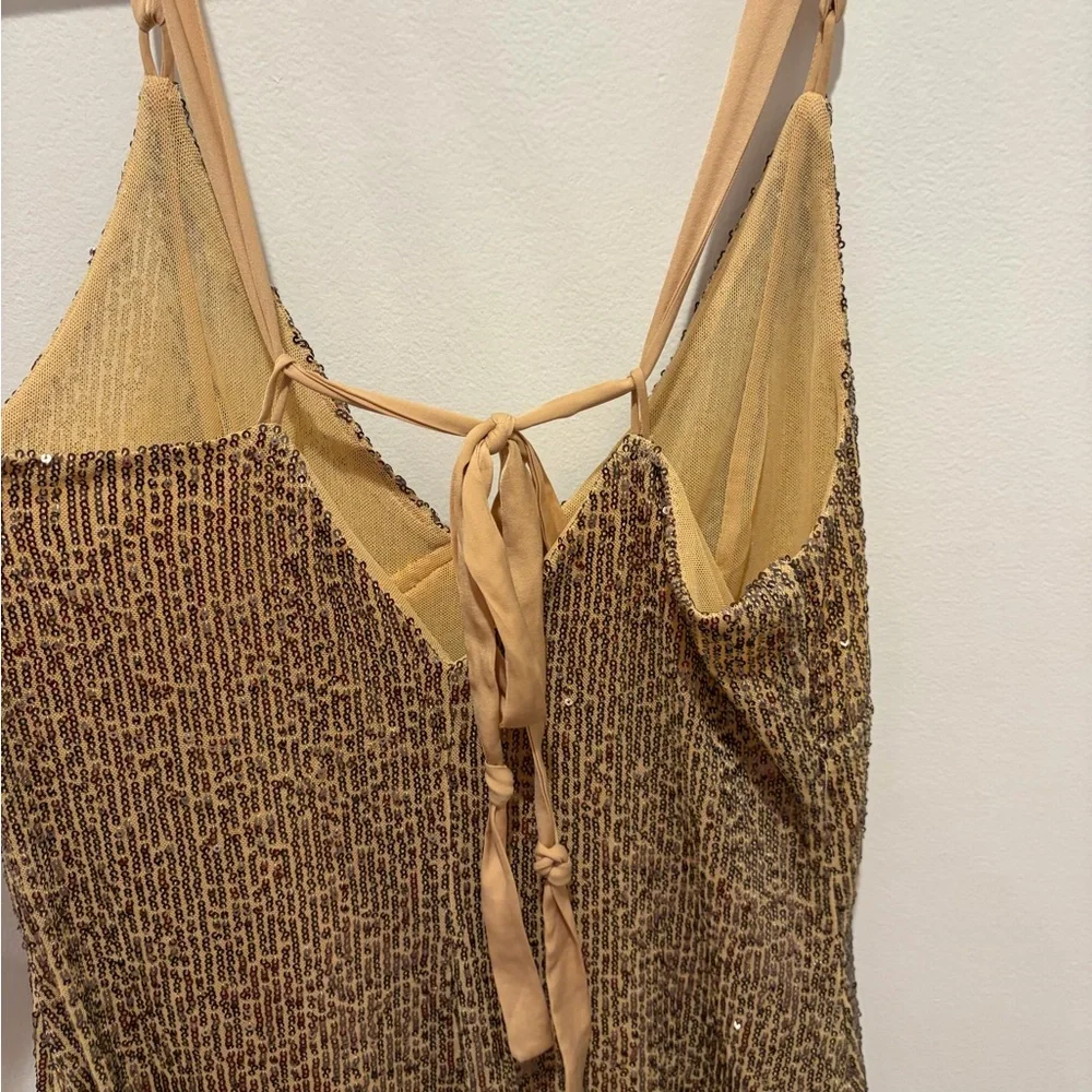 Free People Gold Backless Slip Dress - Picture 3 of 4